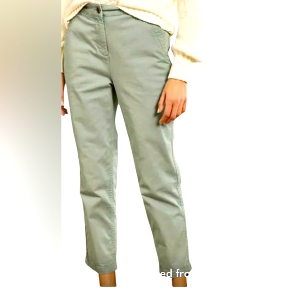 Pants - Boden Trousers Pale Green Straight Leg Chino Stretch Cotton Women’s 2P Cropped
